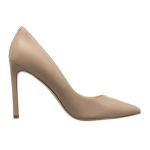 Nine West Women's Tatiana Nude Beige Tan Leather Point Toe Heels Pumps 5.5